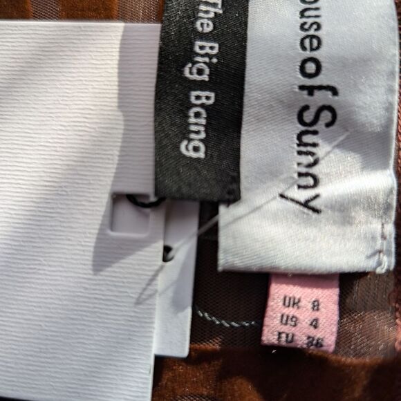 NWT House of Sunny CASA AMOR mocha brown velvet sheer TOP - Picture 10 of 10